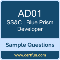 SS&C | Blue Prism AD01 VCE, Developer Dumps, AD01 PDF, AD01 Dumps, Developer VCE
